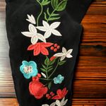 Qupid Miss 10 Embroidered Floral Thigh High Boots Black Faux Suede Size 5.5 Photo 7
