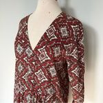 H&M  Red Maroon White Printed Vneck Long Sleeve Dress Size 8 Photo 2