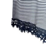 Dress Barn Womens Sz M Petite White Navy Stripe Lace Trim Tank Top Asymmetrical Photo 6