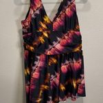 Torrid  Black Pink Asymmetrical Abstract Pattern Swim Dress 2X or 18/20 Photo 9
