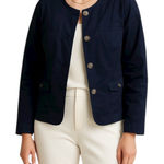 Talbots Petites Navy Cotton Button Blazer sz 16p Cropped Jacket Classic Career Photo 0