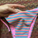 NWOT PINK TERRY CLOTH CANDY STRIPE SIDE TIE HIGH CUT BIKINI BOTTOMS Photo 1