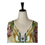 Ted Baker  Shirt Women Small Ivory Silky Floral Print Knit Back Half‎ Sleeve Top Photo 3