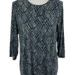 J Jill Top Medium Petite Blue 3/4 Sleeve Knit Essentials Size undefined Photo 0