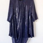 Lafayette 148 Asymmetric Sequin Silk Tunic Dress in Navy Blue Size 14 Photo 1