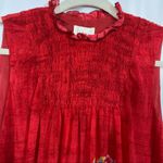 Anthropologie  Deletta Epona Tropical Bird Floral Mock Sleeveless Top Red Photo 6