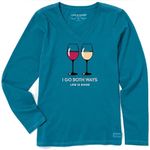 Life is Good I Go Both Ways Long Sleeve Crusher Tee Persian Blue Size XL Photo 0