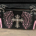 Black and Pink Cross Embellished Women's Bag Photo 0