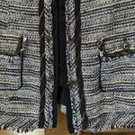 White House | Black Market Navy Blue Tweed Freyed Edge Blazer Jacket Size 8 WHBM Photo 3
