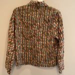 LIFE STYLE 100% Cotton Cut Snip Stripped Olive Blazer Jacket Size M Green Size M Photo 4