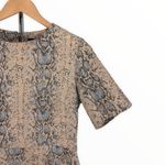 Topshop Tan Grey Snakeskin Print Mini Dress Metallic Gold Snake Minidress sz 8 Photo 4