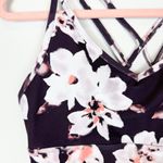 Balance Collection Burgundy Floral Strappy Padded Sports Bra Athletic Crop Top Photo 1