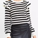 Loft  Striped Shoulder Ruffle Sweater Photo 0
