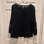 Old Navy  Women's Lace Inset Peasant Top Black Boho Beach‎ Size Large Festival Photo 4