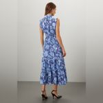 Derek Lam Collective Junia Ruched Sleeve Blue Floral Dress Photo 2