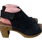 Skechers Parallel Trapezoid Wedge Slingback 48852 Black Suede Leather Size 7 Photo 6