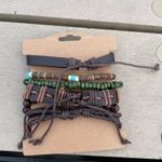 6 Pcs Set Bracelet Boho Gothic Punk Y2k Tribal Grunge Alternative Emo Wooden Brown Photo 1