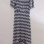 Boden Felicity Midi Tea Dress Jersey Fit And Flare Short Sleeve Blue White Photo 1