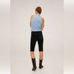 Mango  Biker Style Denim Raw Hem Bermuda Shorts in Black Photo 3