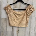 *Women's Size Small Floral Puff Sleeve Crop Top Summer Spring Chic Yellow Photo 4