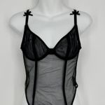 Adore Me Corset Top Size Small Black Sheer Mesh Garter Straps Lingerie Bustier Photo 1
