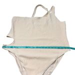 Pretty Little Thing NWT Plus One Shoulder Waffle Cutout Swimsuit Ecru Cream Sz 24 Photo 4