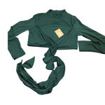 SHEIN SXY Mock Neck Cutout Long Sleeve Crop Top Green Size M Size M Photo 0