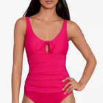 Ralph Lauren Lauren  Pink Passionfruit Front Tie Tummy Control One Piece Swimsuit Photo 0