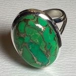 Green Copper Turquoise Ring in 925 SOLID Sterling Silver 7 Photo 4