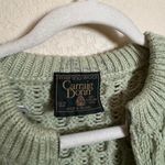 Vintage Carraig Donn Irish Merino Wool Chunky Cable Knit Zip Up Sweater sz XL Green Photo 1