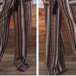 Fabulous Boho Floral Print Wide Leg Pants With Front Tie & Pockets Multiple Size M Photo 2