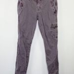 Level 99 Liza Mid Rise Grassy Grey Purple Skinny Trouser Pants Women's Size 28 Gray Photo 0