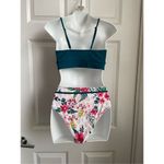 Beachsissi Floral Printed Bikini Set Top Bottom Small Pink Green Photo 1