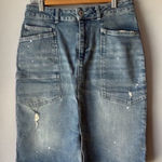 Pilcro Patchwork Boho Denim Midi Skirt Size 4 Photo 0