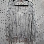 Lavender Brown  White Blue Stripe V Neck Kimono Sleeve Tunic Top Size M Photo 1