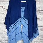 J. McLaughlin  100% Cashmere Blue Colorblock Open Front Poncho Wrap One Size Photo 0
