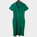 Anthropologie Green Textured Short Sleeve Button Front Midi Dress Small Photo 1