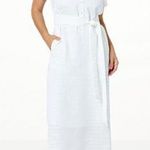 Kathy Ireland  Black Texture Gingham Collar Maxi Dress Button Front 1X Pockets Photo 0