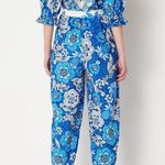 Farm Rio  Blue Floral Pattern Full of Flowers Tapered Fit Jumpsuit Size XS Photo 1