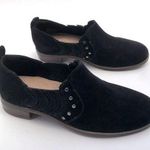 Clarks NEW  Trish Bell Studded Leather‎ Flat Slip On Bootie Black Suede Photo 0