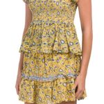 Jennifer Grace Jennifer and Grace Yellow Floral Tiered Printed Ruffle Sleeve Top & Skirt Set L Photo 1