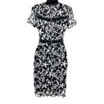 AQUA NEW Womens XS Floral Lace Crochet Overlay Sheath Dress Black White Photo 2