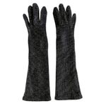 Vintage Sparkling Silver Black Long Forearm Gloves Photo 2