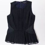 Banana Republic Blue Sleeveless Gingham Check Print Pleated Ruffle Blouse Shirt Photo 0