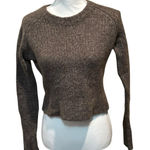 White + Warren Women's Sweater Small Brown Cashmere Silk Blend Long Sleeve Crop‎ Photo 0