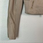 BCBGMAXAZRIA Leather Double Zipper Jacket Cream/Tan Size Large Photo 5