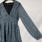 ZARA Floral Print Metallic Thread Button V-Neck Long Sleeve Mini Dress Size XS Photo 10