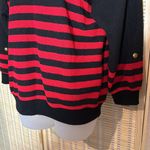 Vintage Amy Jess 1990s Y2K Red Black Striped Vneck Terrycloth Sweater Medium Photo 4