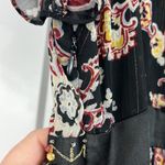 Nicole Miller Size 6 Black and Red V-Neck Floral Beaded Cap Sleeve Dress Photo 12