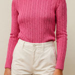 Ralph Lauren Black Label Pink Cable Knit Crewneck Long Sleeve Silk Sweater Small Photo 0